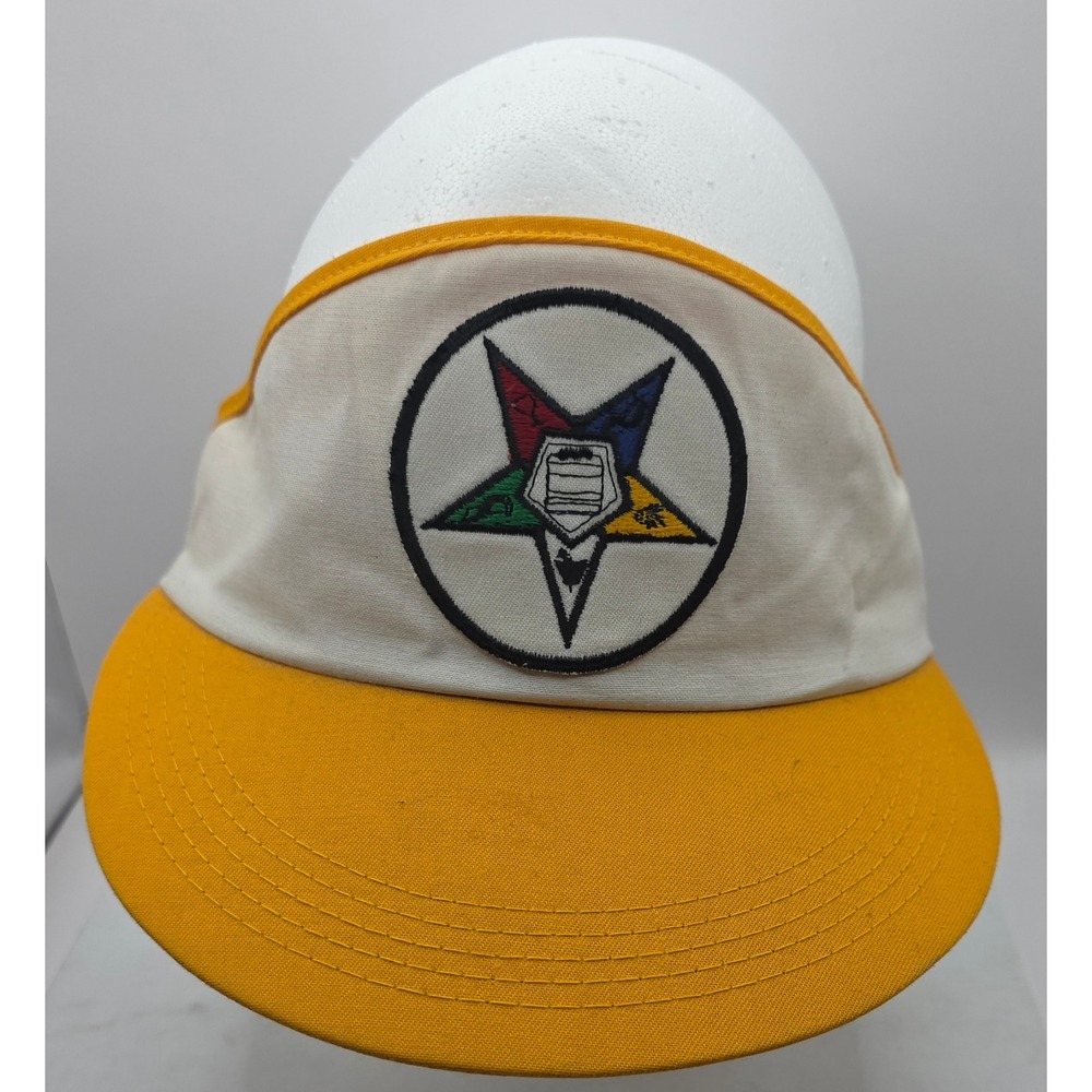 Vintage Eastern Star Masonic Symbol Visor Hat Yellow K-Products  Snapback‎ Stamp